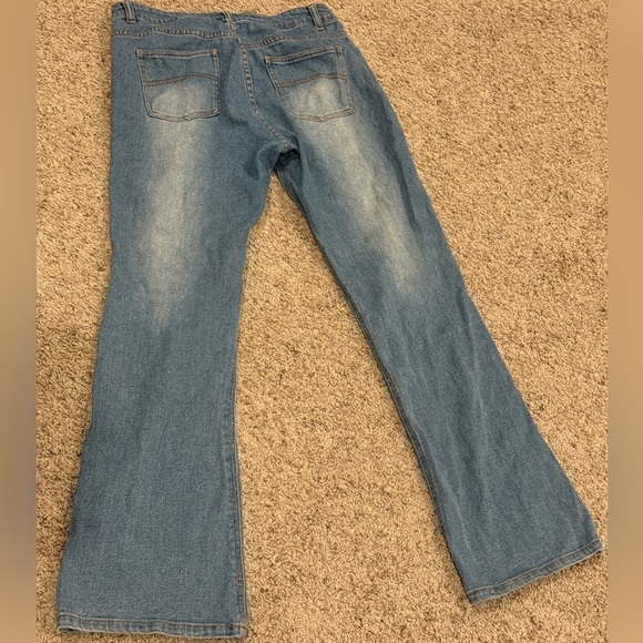 ECI New York Blue Flare Wide Leg Jeans with Distressed Detailing - Picture 5 of 8